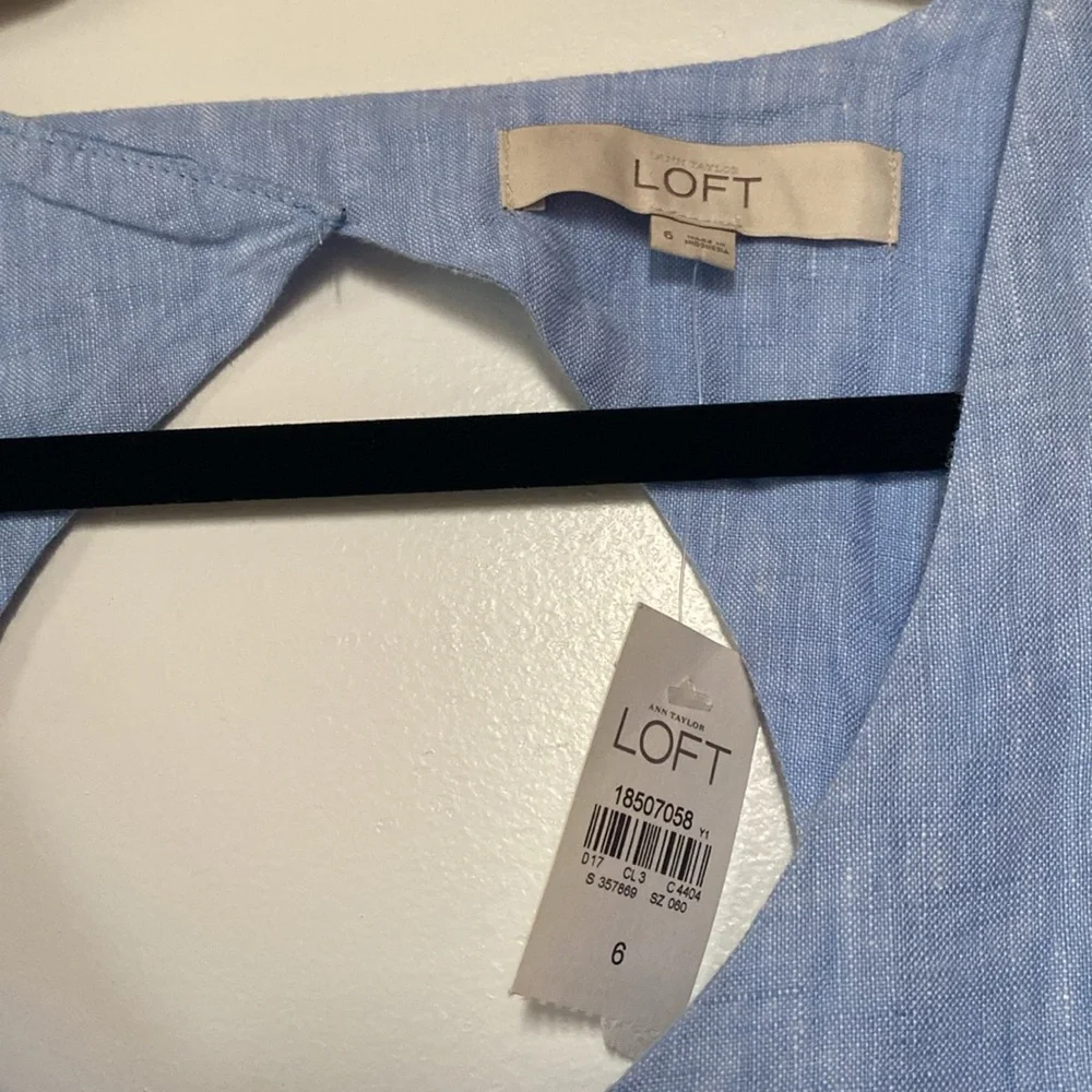 NWT LOFT Blue Linen Sleeveless Dress